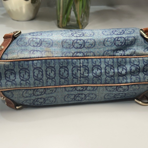Gucci Abbey Blue and Brown Denim Shoulder Bag + Dust bag + COA - Picture 13 of 16